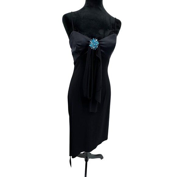 Cache Asymmetrical Babydoll Evening Slip Dress 4 Vintage Y2K 90s Flowy Prom Maxi - Picture 3 of 8